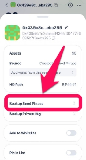 App Backup Seed Phrase