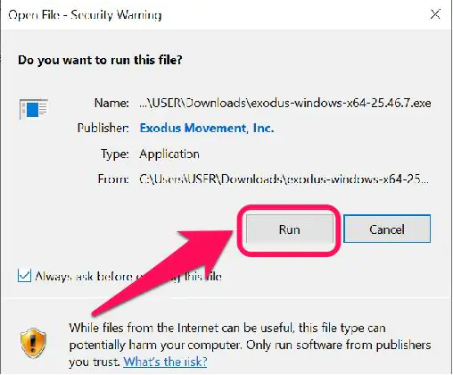 Run Exodus Wallet Installation