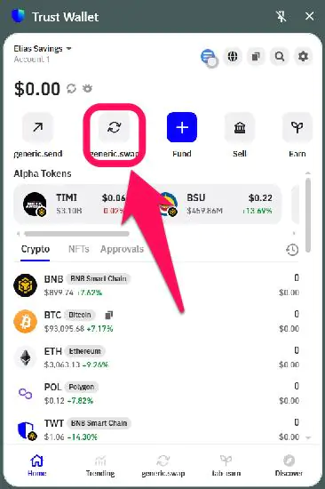 Trust Wallet Swap Feature