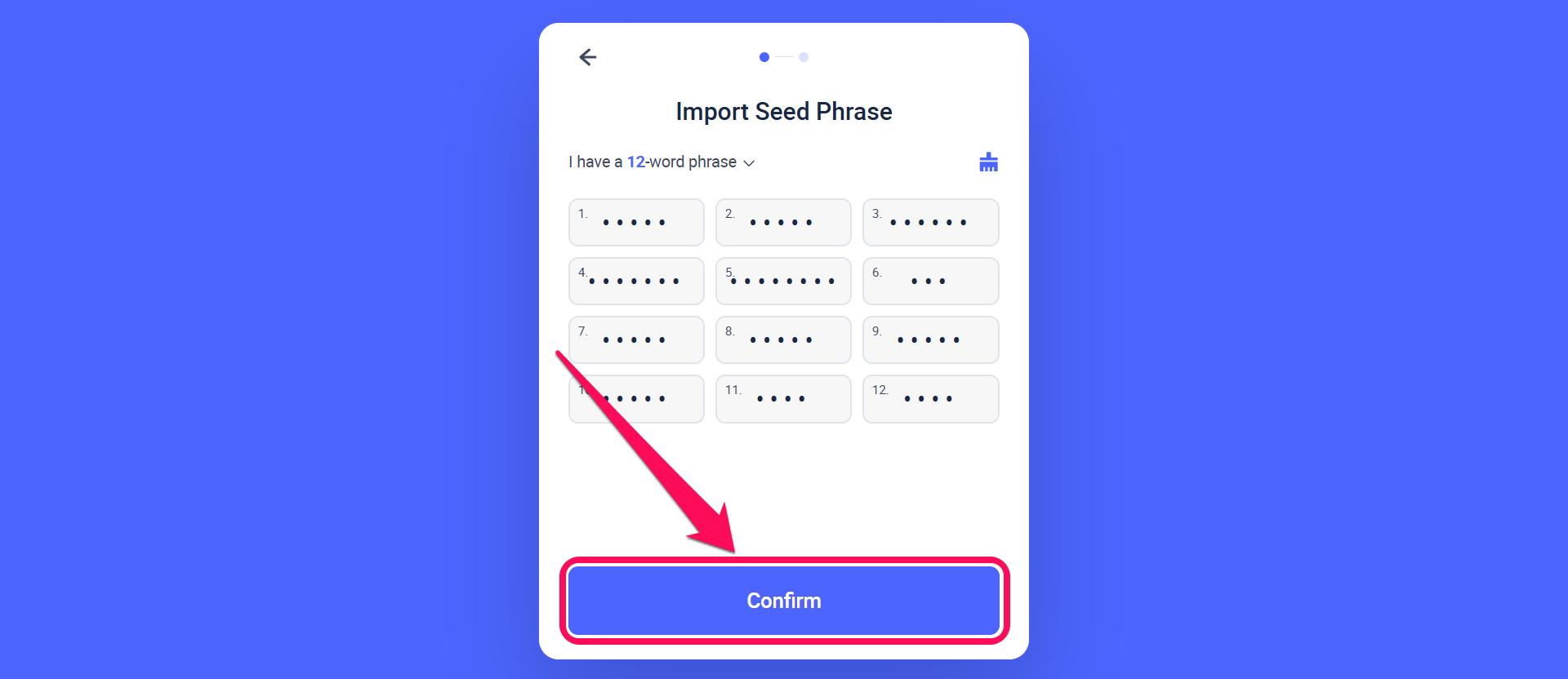 Confirm Rabby Seed Phrase2