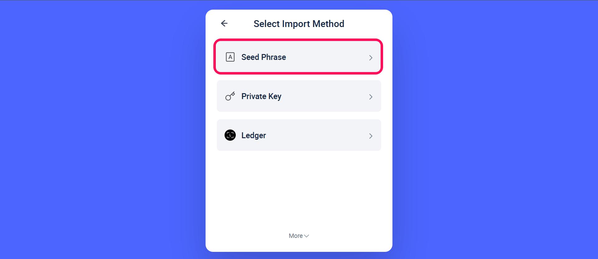 Select Rabby Import Method