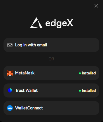 edgex wallet options