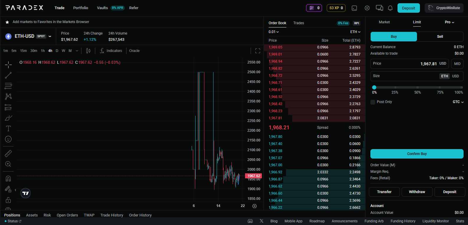 Paradex Trading Interface