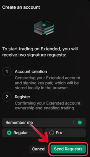 create an account on Extended