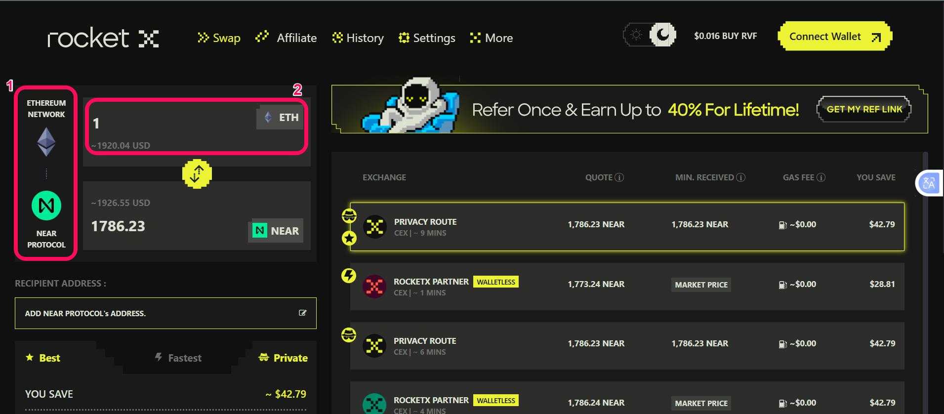 RocketX Tokens and Amount