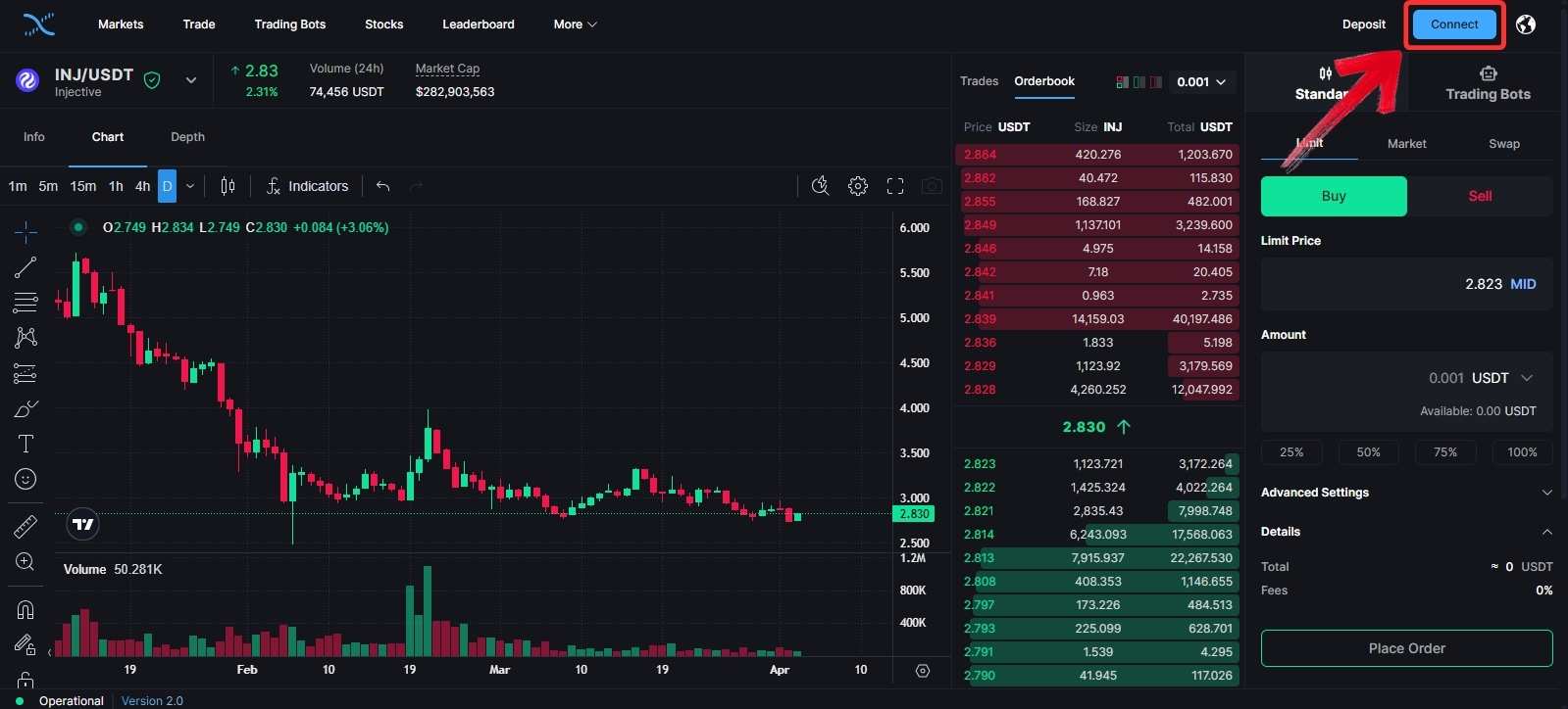 Connect Wallet to Helix exchange