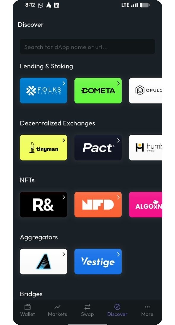 Defly Wallet dApp browser