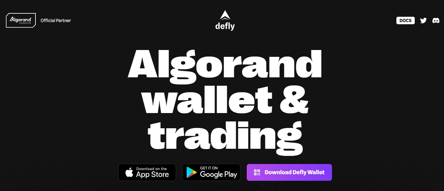 Defly wallet homepage