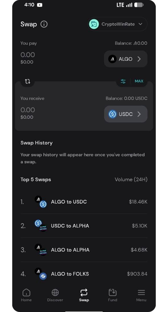 Pera Wallet Swap