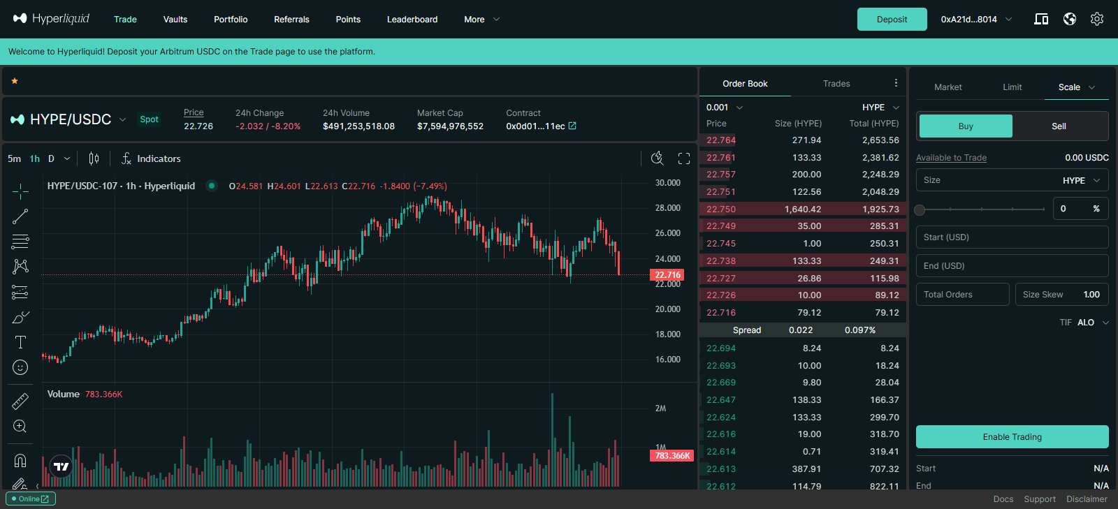 Hyperliquid futures trading