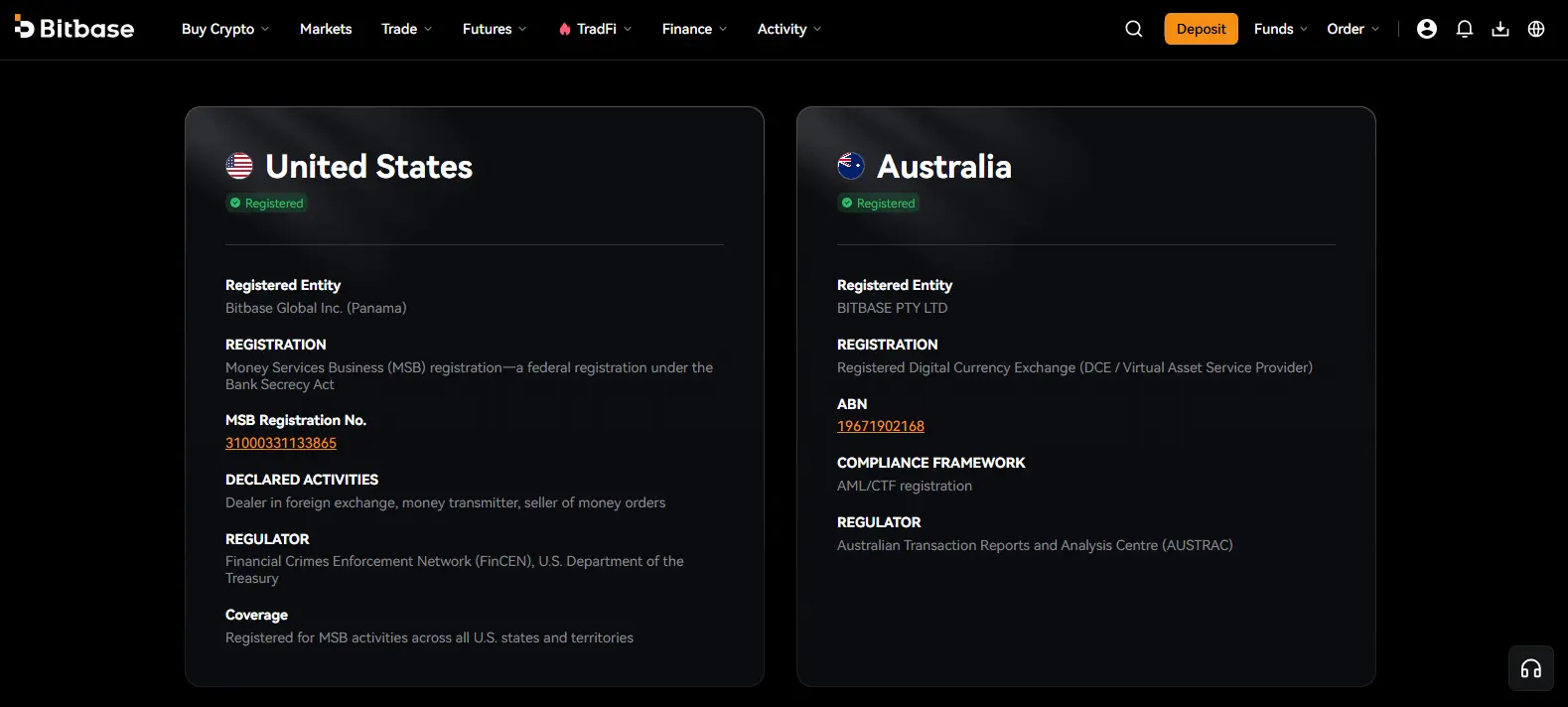 Bitbase licences and registrations