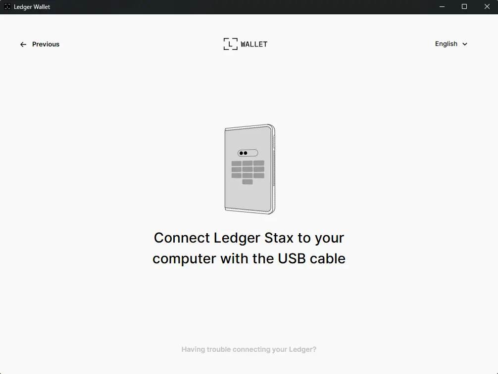 Connect ledger hardware via USB cable