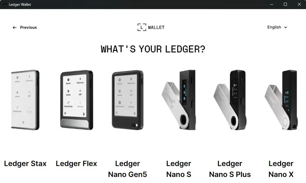 Select ledger hardware wallet to connect to Ledger Wallet Desktop app