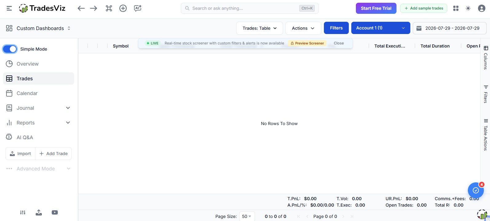 TradesViz dashboard